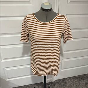 Loft tan and white striped tee